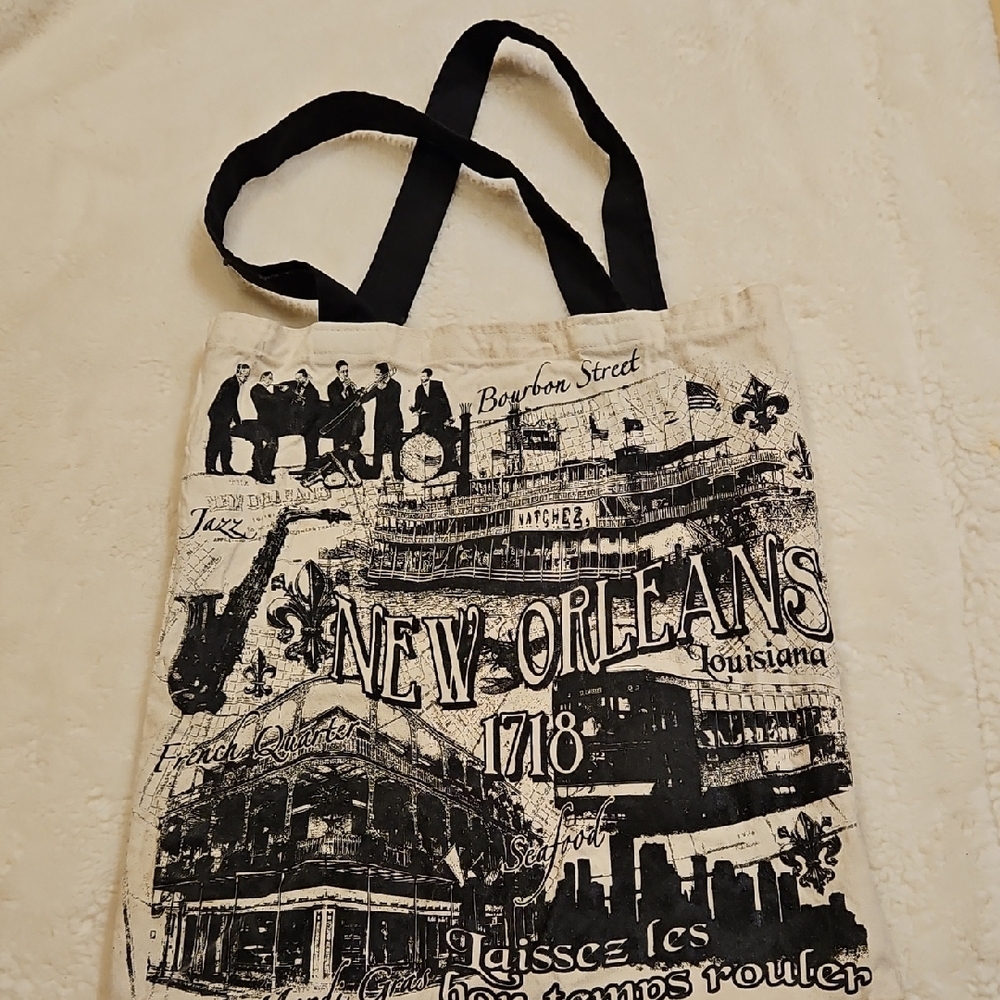 New Orleans Themed Canvas Tote Bag